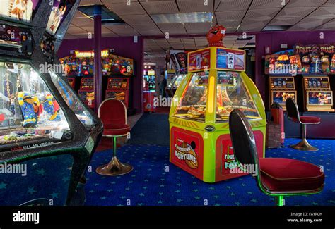 Amusement Penny Arcade, interior with slot machines, UK Stock Photo - Alamy