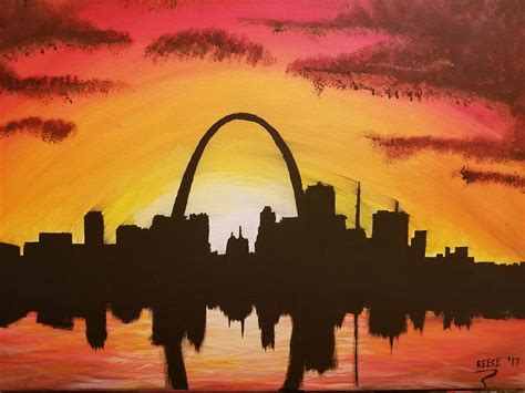 Saint Louis skyline, Acrylics, 16"x 20" canvas : r/Art