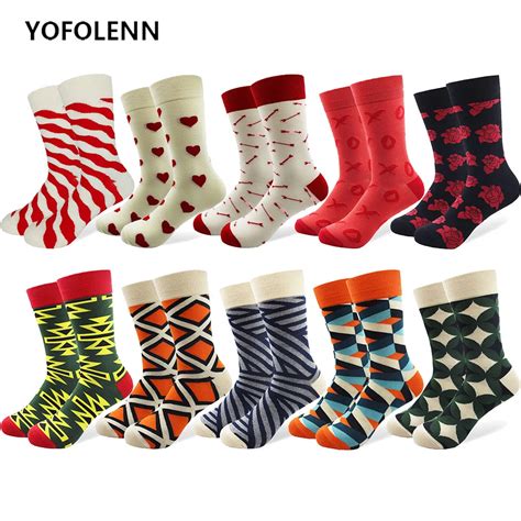 10 Pairs/lot Men's Combed Cotton Socks Multi Pattern Long Cool Novelty Long Tube Skateboard ...