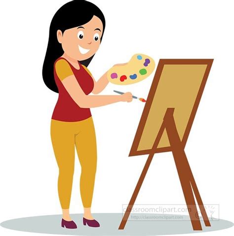 Occupation Clipart-female artist painting using an easel clipart