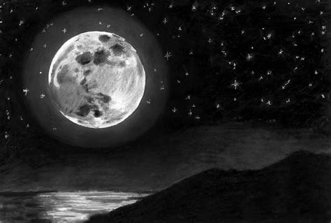 Moon in the night sky drawing by JasminaSusak on DeviantArt