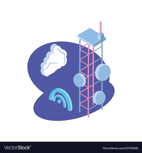 Telecommunications tower in blue background Vector Image