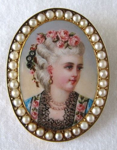19th Century Art Nouveau French Gold Enamel & Pearl Pin Victorian Jewelry, Antique Jewelry ...