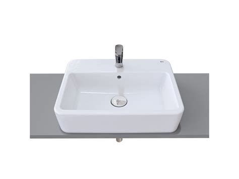 Roca The Gap Counter Basin 550mm x 410mm 1 Taphole with Overflow White ...