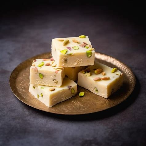 Premium AI Image | Milk Powder Barfi Also Known as Mava Burfi White Fudge