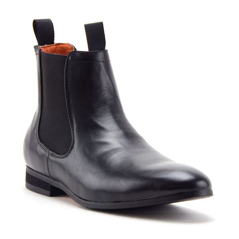 Men's B-745 Pull-On Round Toe Ankle High Chelsea Dress Boots, Black, 9 ...