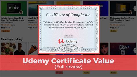 Udemy Certificate Value in India and a detailed review of the interface - YouTube