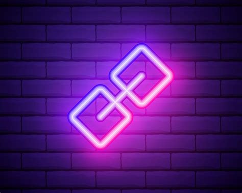 Premium Vector | Link icon hyperlink chain symbol simple icon pink neon style on brick wall ...