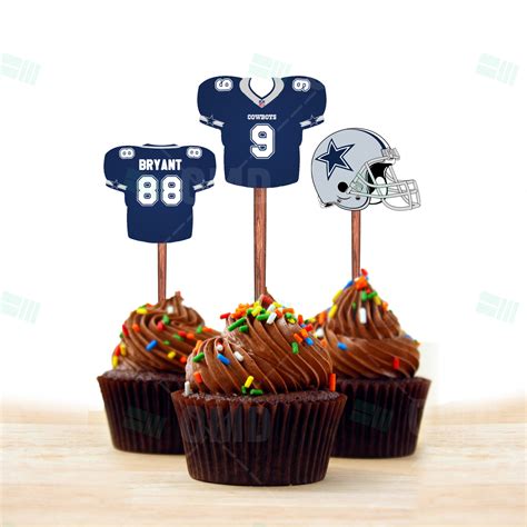 Dallas Cowboys Cupcake Toppers, Assorted Double Sided – Sports Invites