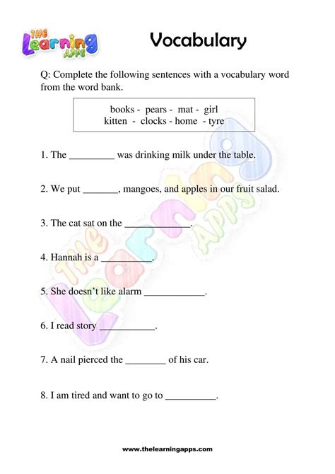 Vocabulary Worksheets - Worksheets Library