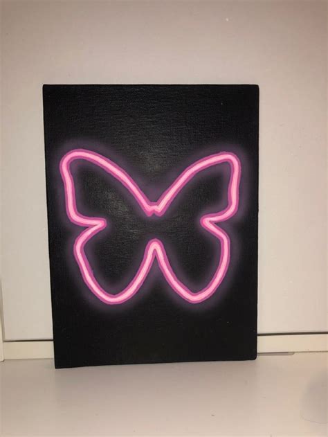 butterfly neon sign painting | Dipinti carini, Idee per notebook, Disegni su tela