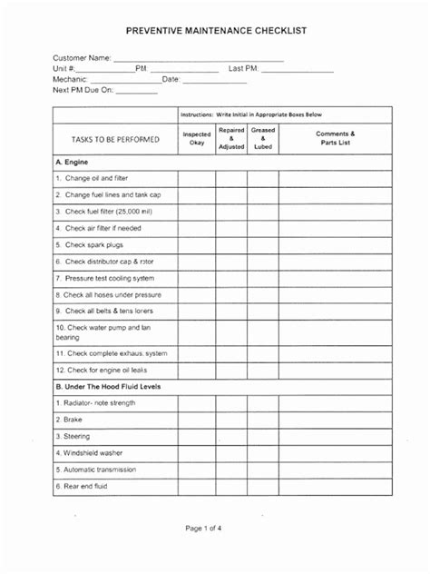 Printable Hvac Inspection Checklist Template