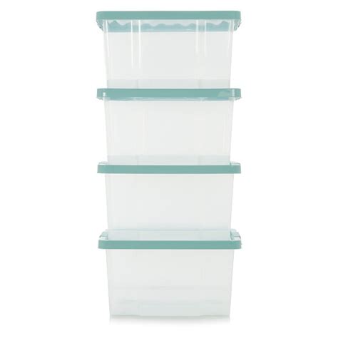 Asda Clear Box and Aqua Lid 27L - Set of 4 | Home & Garden | George at ASDA