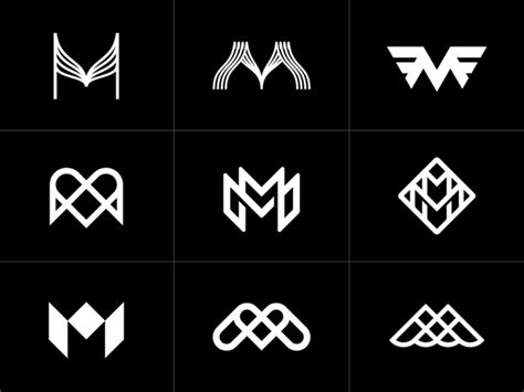 six different logos designed in the style of monograms, including two ...