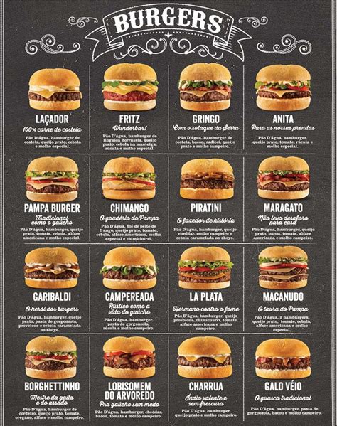 cardápio pampa burger | Food truck menu, Cooking recipes, Cafe food