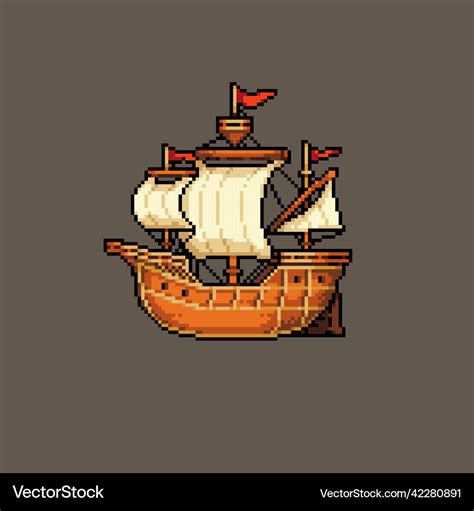 Pixel art ship editable Royalty Free Vector Image