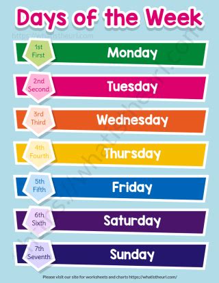 Days of the week chart - Free and Printable - Your Home Teacher