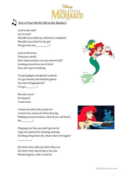 Part Of Your World Lyrics Printable