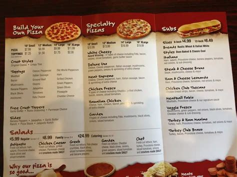 Printable Marco's Pizza Menu