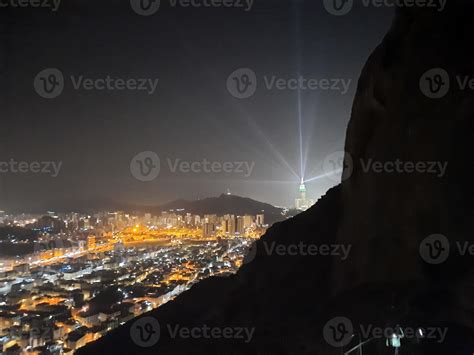 Beautiful view of Jabal Al Noor mountain in Mecca. Hira Cave is located ...