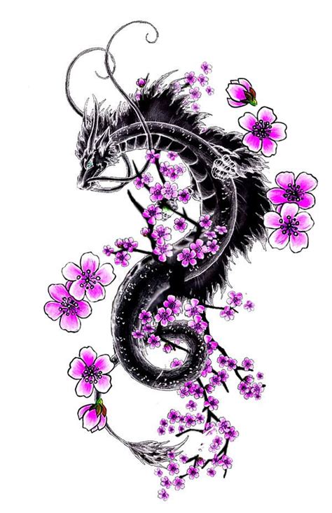 Dragon And Sakura Branch by rayrayloser11 on DeviantArt | Small dragon tattoos, Dragon tattoo ...