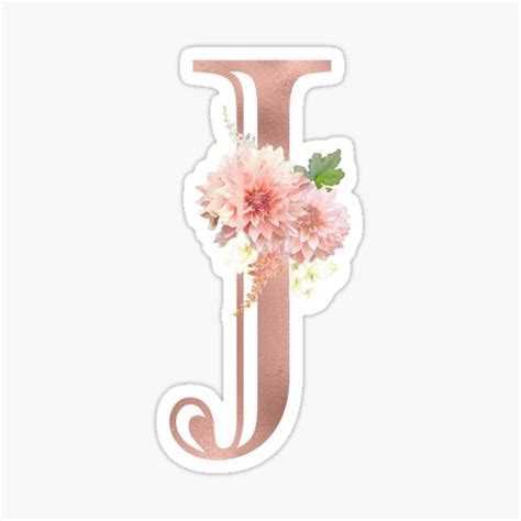 "Letter J Rose Gold Metallic Floral Monogram " Sticker for Sale by ...