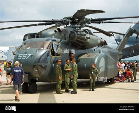 pilots in front of MH-53 MH53 Sea Dragon Helicopter, static display at air show air fest airfest ...