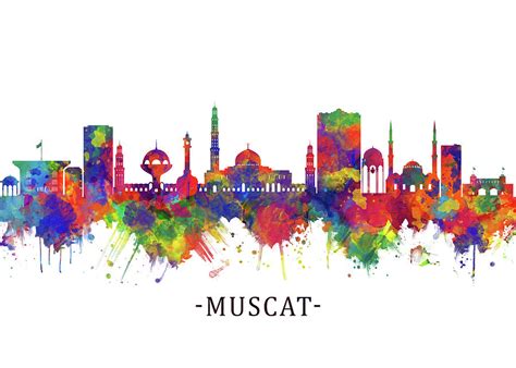 Muscat Oman Skyline Mixed Media by Towseef Dar