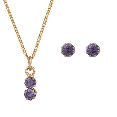 Double Tanzanite Swarovski Crystal Set Womens Necklace, Crystal Set ...