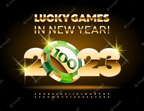 Premium Vector | Vector wishing card lucky games in new year 2023 with gold gambling chip ...