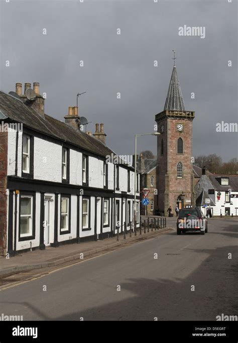 Milnathort street scene with town hall Scotland March 2013 Stock Photo ...