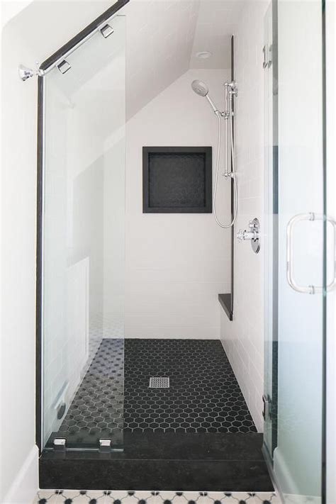 Black And White Shower Floor Tile - Ronires