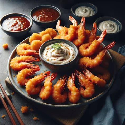 Premium Photo | Fried shrimp platter with tartar sauce