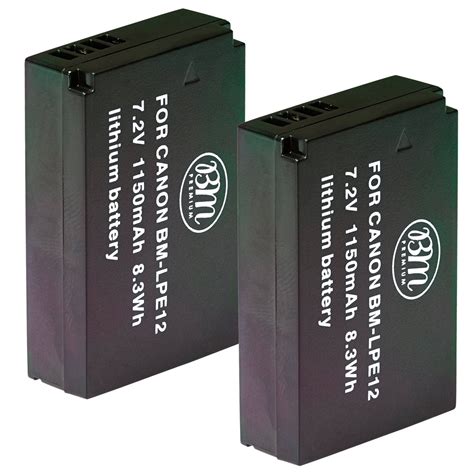 BM Premium 2-Pack of LP-E12 Batteries for Canon EOS-M, EOS M2, EOS M10, EOS M50, EOS M50 Mark II ...