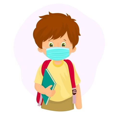 School boy wearing a face mask 2878430 Vector Art at Vecteezy