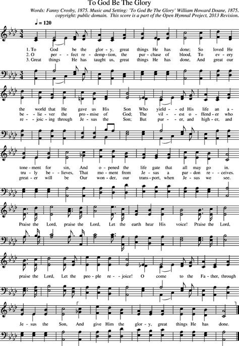 Open Hymnal Project: To God Be The Glory