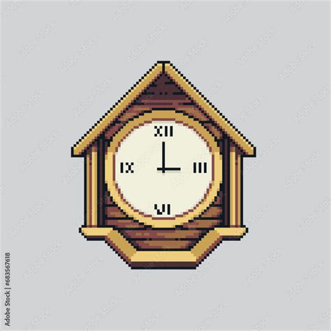 Pixel art illustration Clock. Pixelated Wall Clock. School wall Clock pixelated for the pixel ...