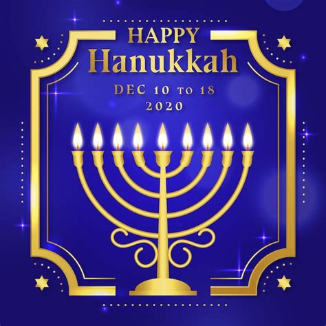 Free Vector | Blue and golden hanukkah