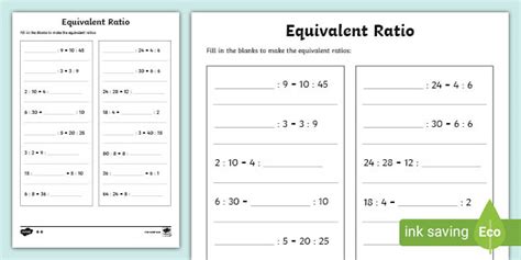 Equivalent Ratio Worksheet (teacher made)