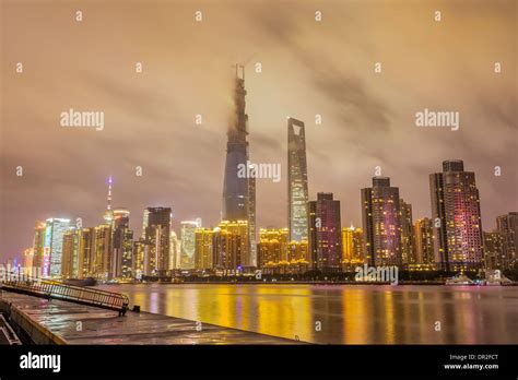 Night View of Shanghai Pudong New Area, Shanghai, China Stock Photo - Alamy