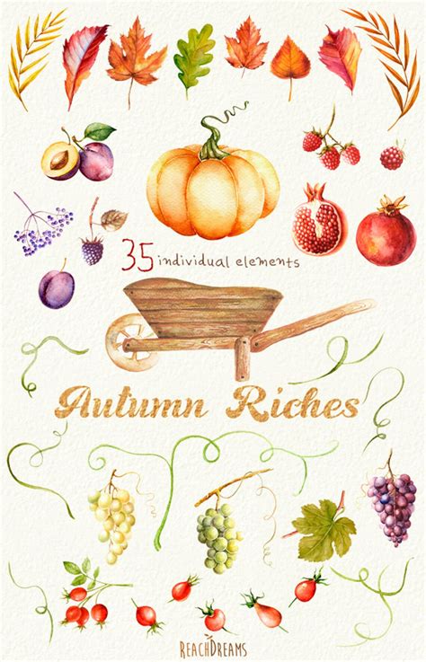 Autumn Harvest Watercolor clipart. Fall Halloween Pumpkin | Etsy