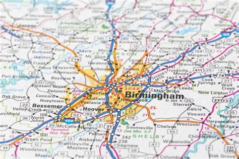 Map of Birmingham City on the Map, Alabama. Stock Image - Image of frame, river: 204782253