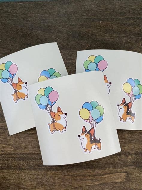 corgi balloons cute fun sticker gift