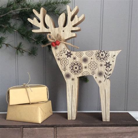 Wooden Reindeer Christmas Ornament Decoration By The Christmas Home | notonthehighstreet.com