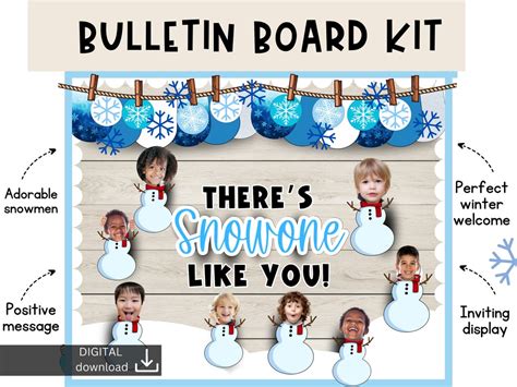 Snowman Bulletin Board Kit Classroom Decor for Winter Digital Download Snowy Bulletin Board ...