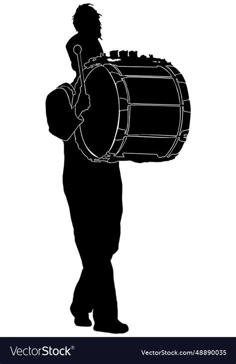 Marching band drummer silhouette Royalty Free Vector Image