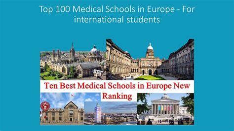 Top 100 Medical Schools in Europe - For international students