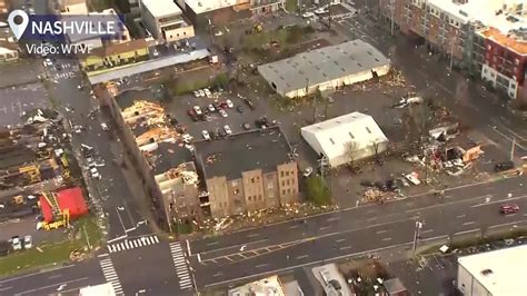 AERIALS: Damage from tornadoes in Nashville - YouTube