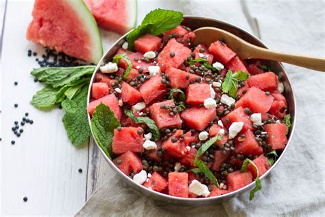 Lentil Watermelon Summer Salad - Half Cup Habit