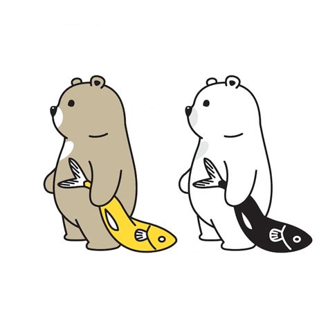 Premium Vector | Bear polar fish cartoon